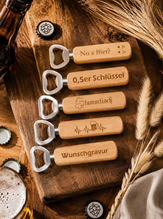 Personalisierter Flaschenöffner aus Holz